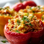 Honig-Knoblauch BBQ Hühnchen Pasta gefüllte Paprika Rezept