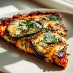 Keto Aubergine Pizza Scheiben: Knusprig mit Parmesankruste!