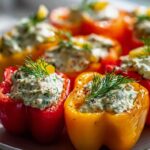 Knackige Minipaprika mit cremigem Pickle Dip gefüllt
