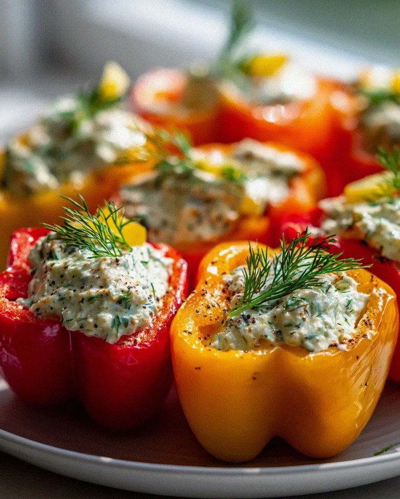 Knackige Minipaprika mit cremigem Pickle Dip gefüllt – Schritt 1