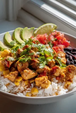 Mexican Corn Chicken Rice Bowl mit schwarzen Bohnen