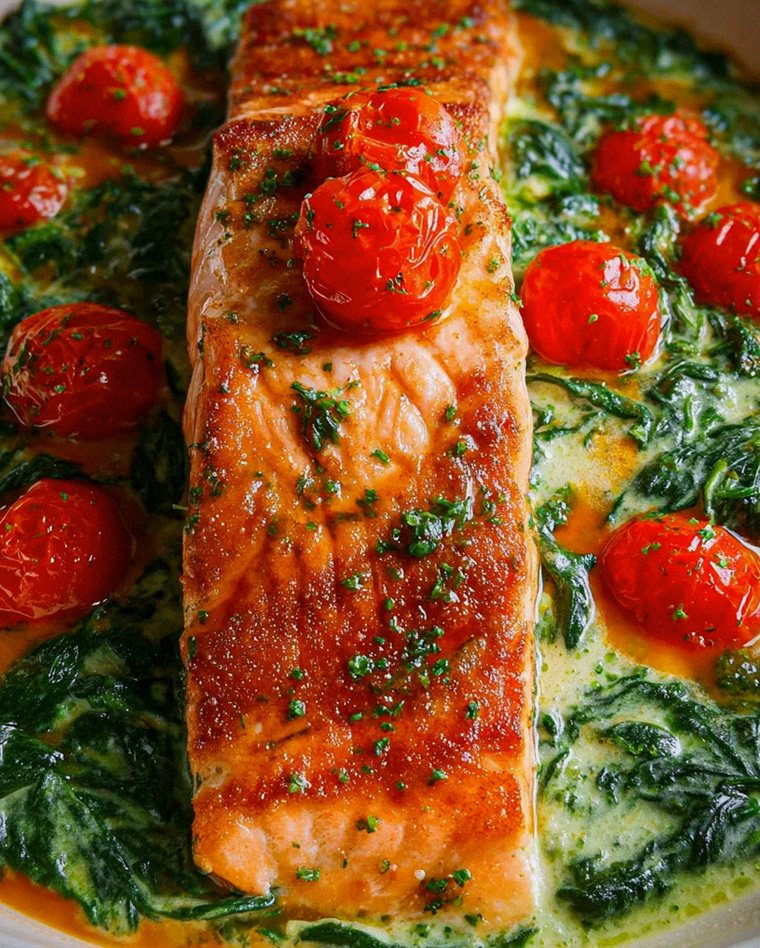 Ofenlachs mit Spinat - schnell & einfach